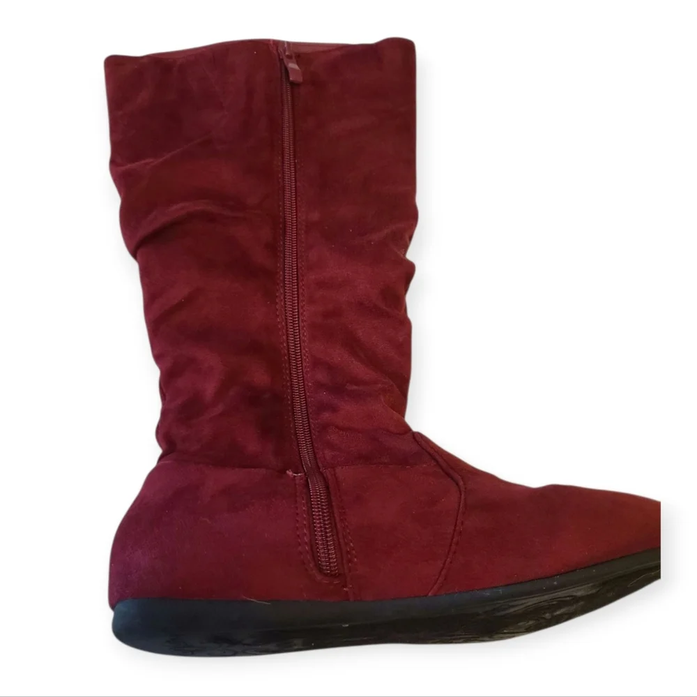 Forever‎ 21 Boots Faux Velvet Slouch Flat Heel Women's Size 7.5